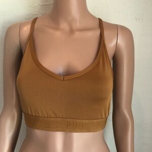 PINK Activewear Victoria’s Secret Women’s Size L Mustard Brown Sports Bra Active